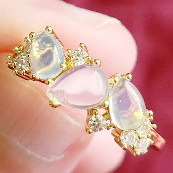 Jewelry - Moonstone Diamond Gold Ring Size 8.5